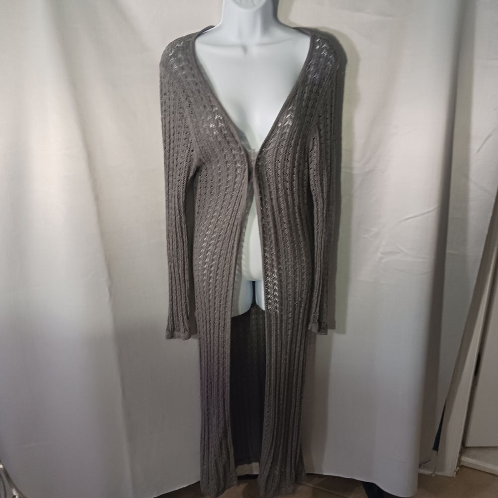 Full Length Gray Sweater "Duster" Size Medium Boho